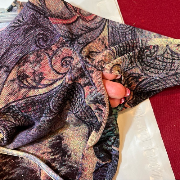 ANAC romantic V Neck Wrap shirt MIXED PRINTS Art to Wear purple women large top - Picture 5 of 15